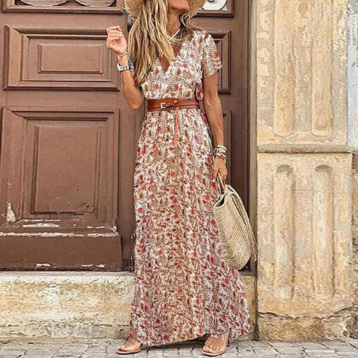 Betina | Women Bohemian Short Sleeve Maxi Dress