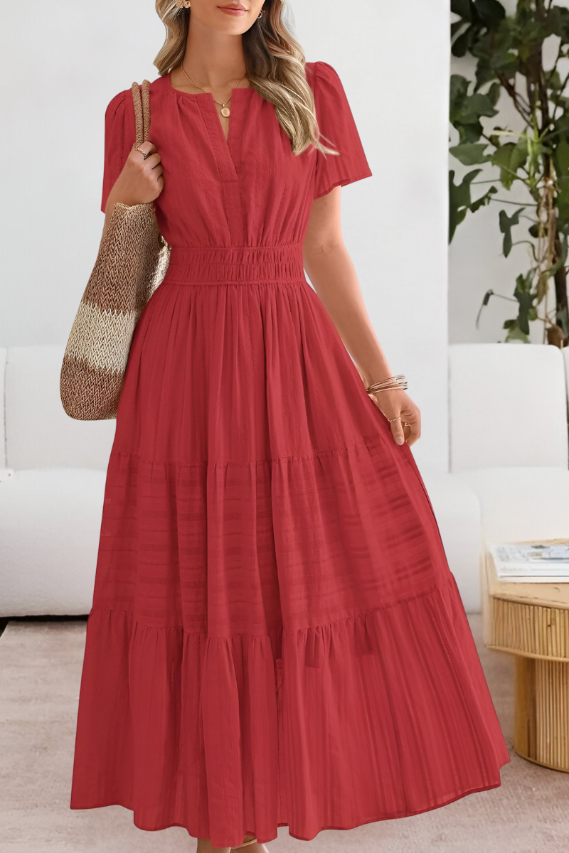 Women’s Summer Cocktail Dress | Short Sleeve Tiered Midi Maxi