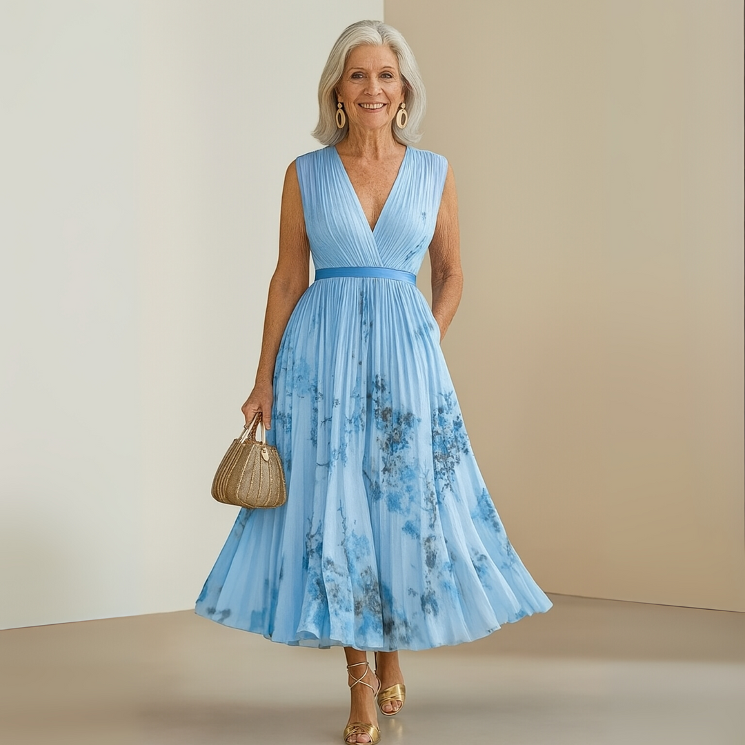 Nora - Summer Pleated Wedding Guest Maxi Dress