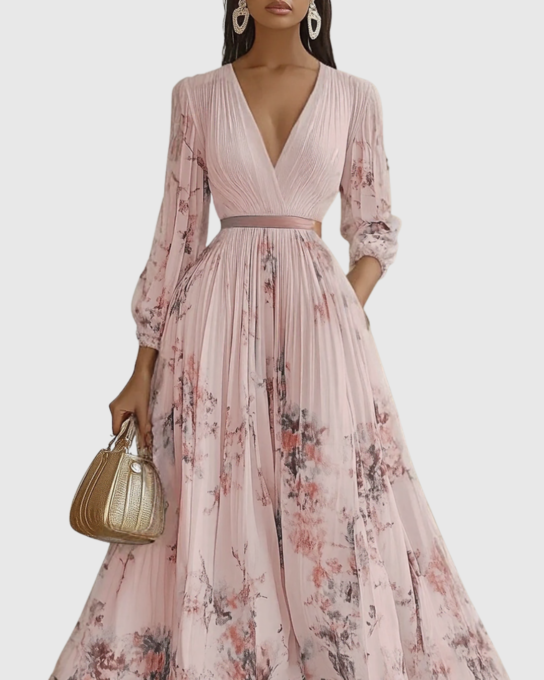 Ella - Women Floral Pleated Maxi Dress