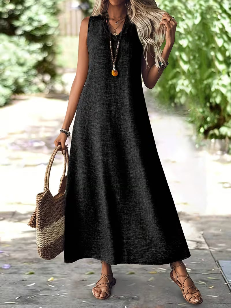 Sam - Women Chic V-Neck Sleeveless Loose Dress