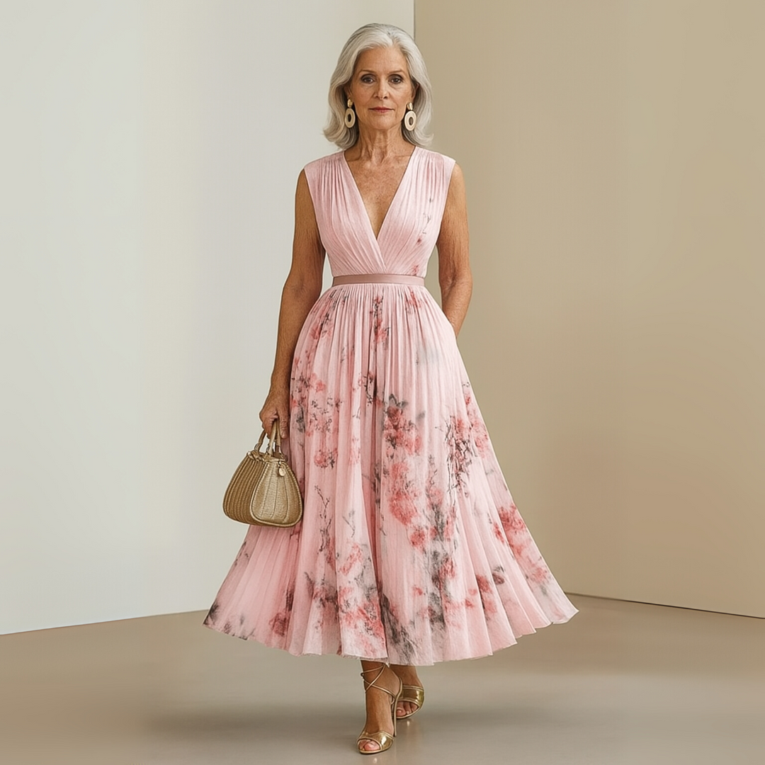 Nora - Summer Pleated Wedding Guest Maxi Dress