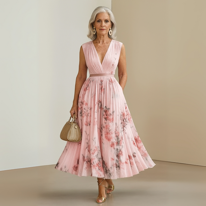 Nora - Summer Pleated Wedding Guest Maxi Dress