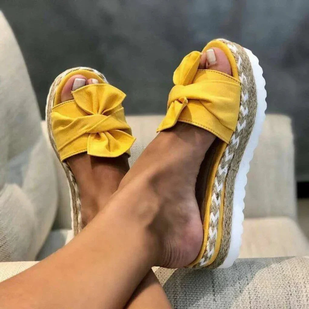 Samantha | Women Spring Bow Platform Slide Sandals