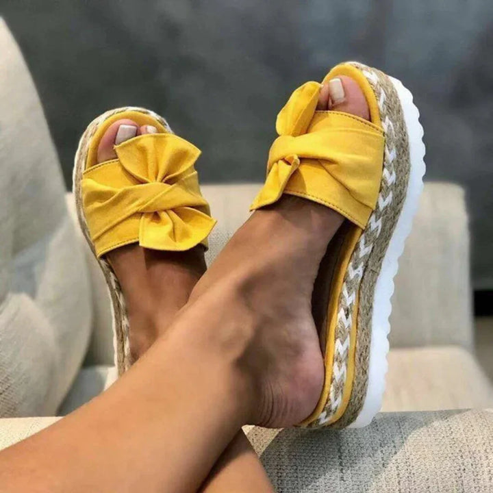 Samantha | Women Spring Bow Platform Slide Sandals