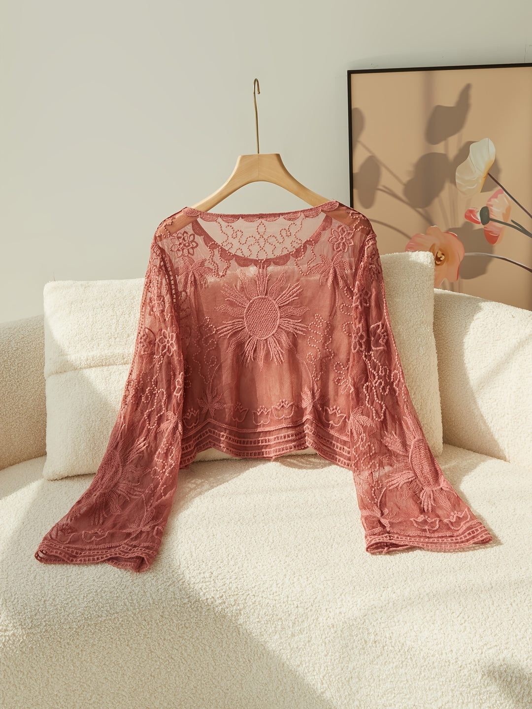 Women's Belly-Baring Bohemian Embroidered Beach Blouse Cover Up
