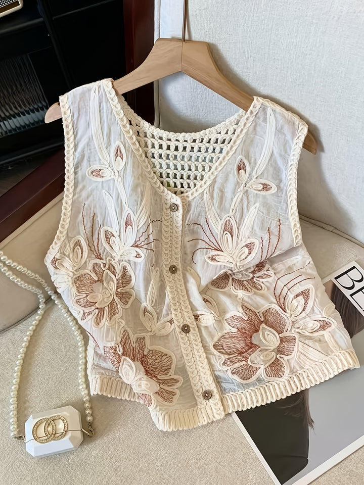 Summer - Women Boho Embroidery Crochet Vest