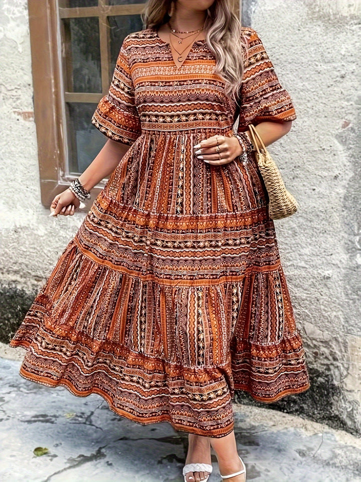 Audrey | Chic Women’s Boho Printed Flowy Midi Dress