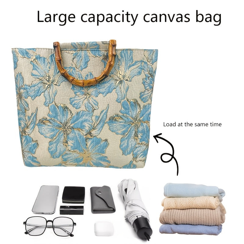 Stylish Double-Sided Floral Embroidery Large Handbag