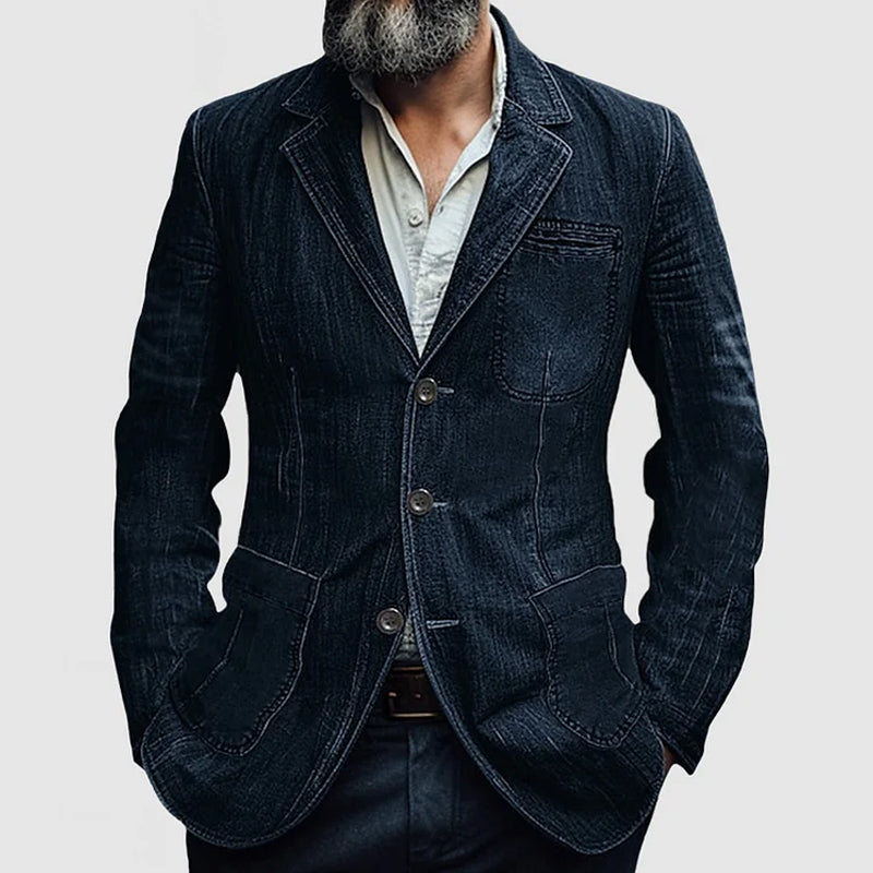 Sylvan | Men’s Tailor-Fit Denim Blazer with Pockets