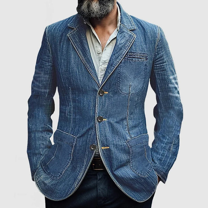 Sylvan | Men’s Tailor-Fit Denim Blazer with Pockets