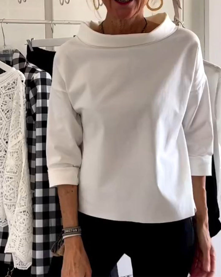 Elaine | Women Casual Wide Lapel Half Turtleneck Top