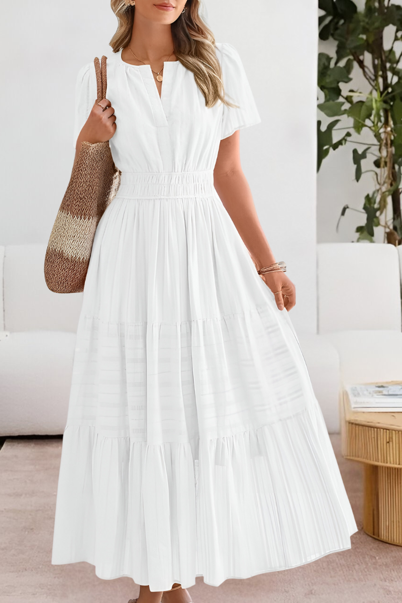 Women’s Summer Cocktail Dress | Short Sleeve Tiered Midi Maxi