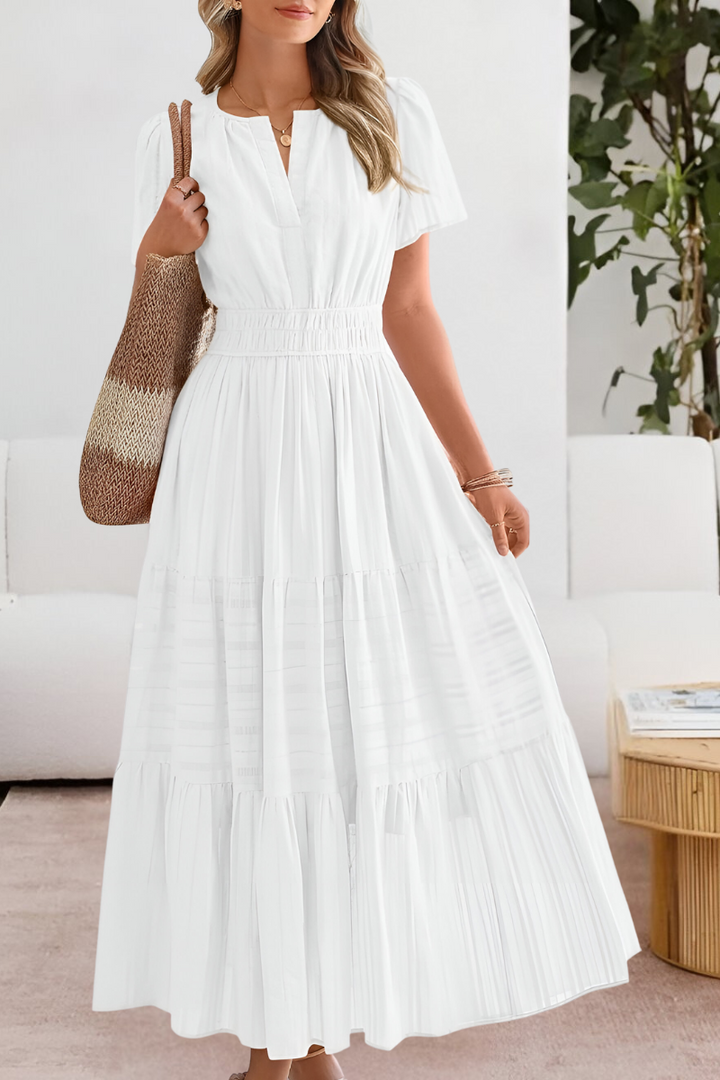 Women’s Summer Cocktail Dress | Short Sleeve Tiered Midi Maxi