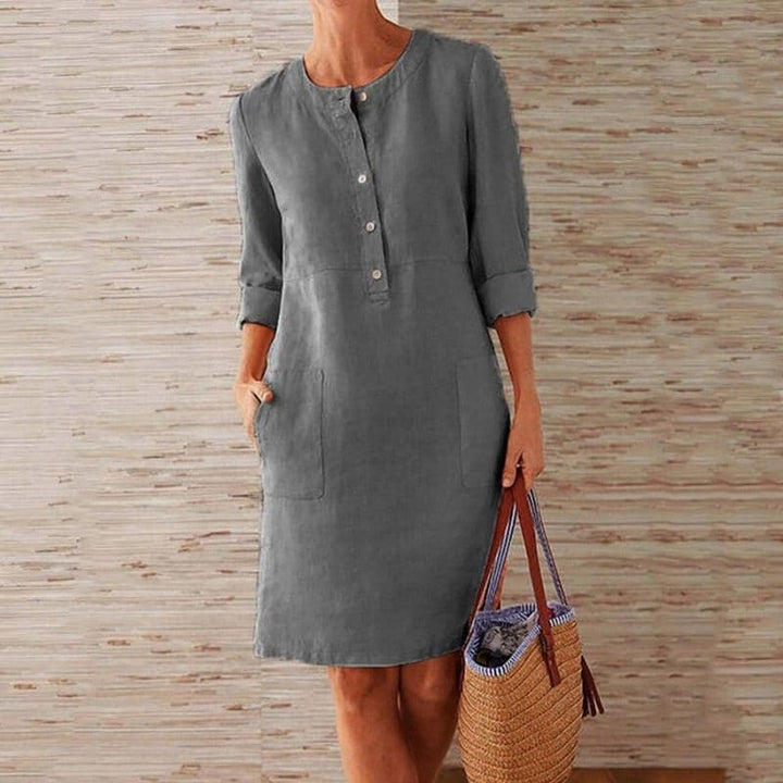 Maria | Chic Button-Front Summer Dress with Side Pockets