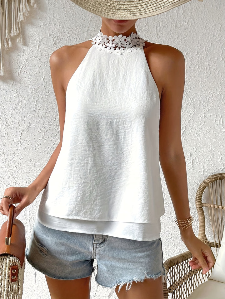 Hope - Women's Casual White Halter Top Shirt