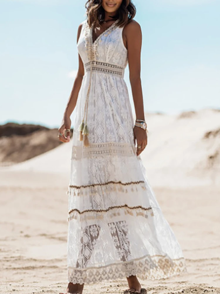 Nicole | Women's Summer Boho V-Neck Maxi Dress
