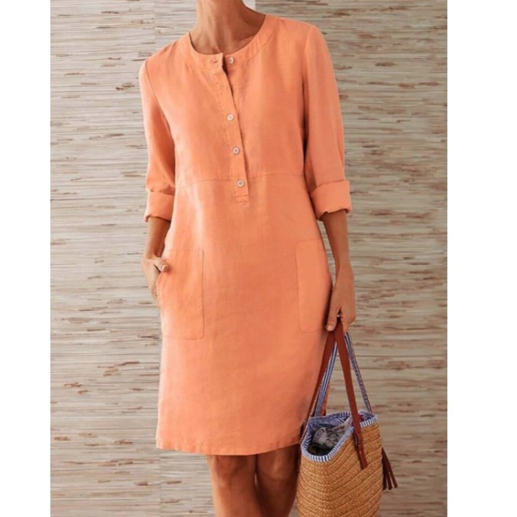 Maria | Chic Button-Front Summer Dress with Side Pockets