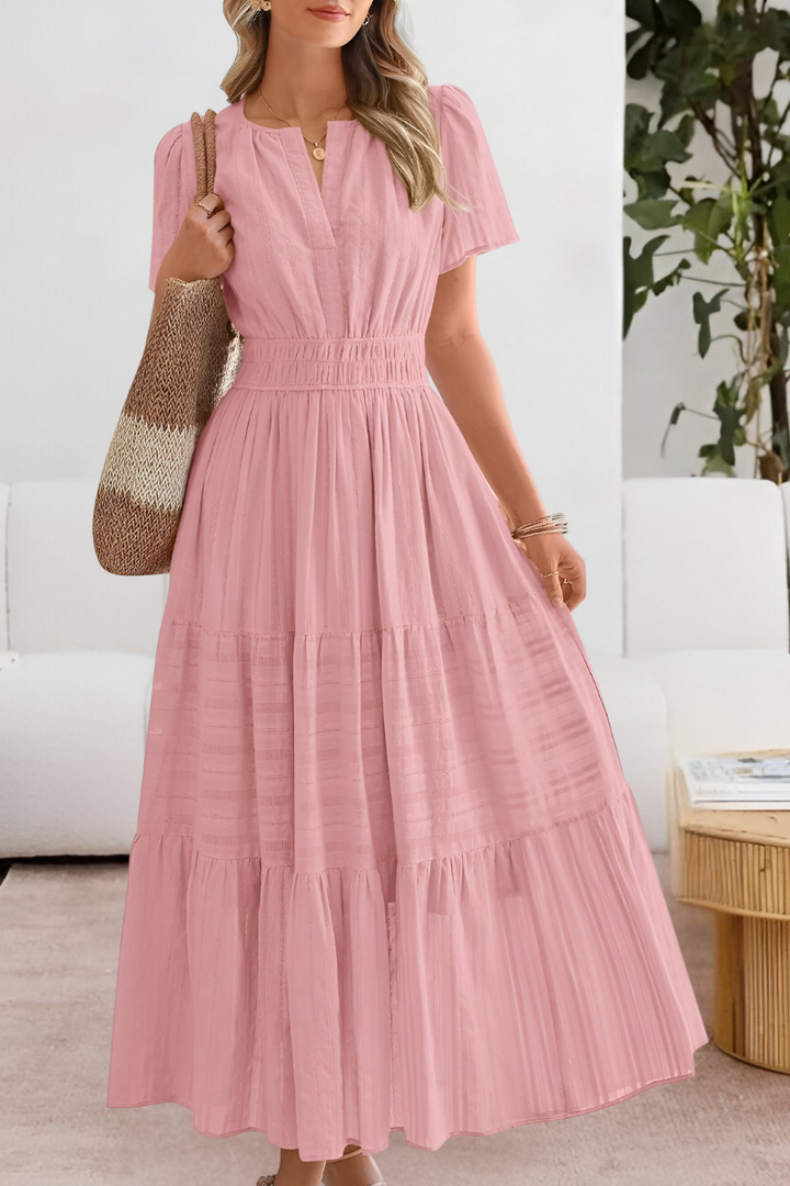 Women’s Summer Cocktail Dress | Short Sleeve Tiered Midi Maxi
