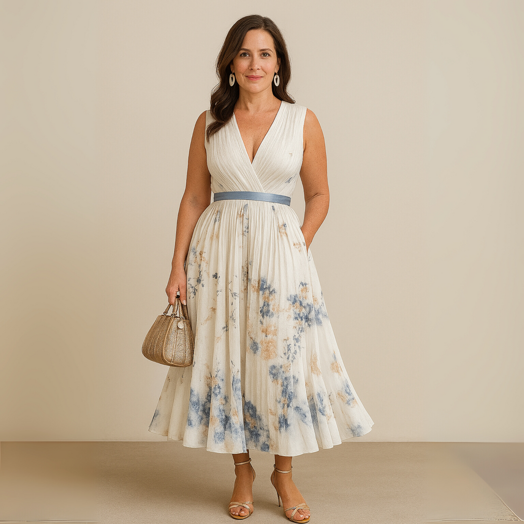 Nora - Summer Pleated Wedding Guest Maxi Dress
