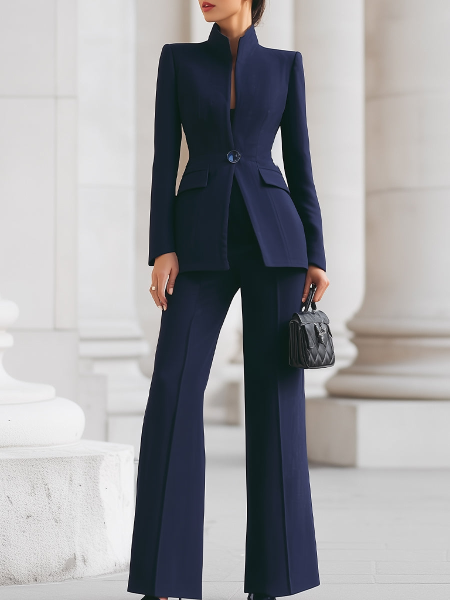 Sorie - Women's Formal Blazer and Wide Leg Pants Suit Set