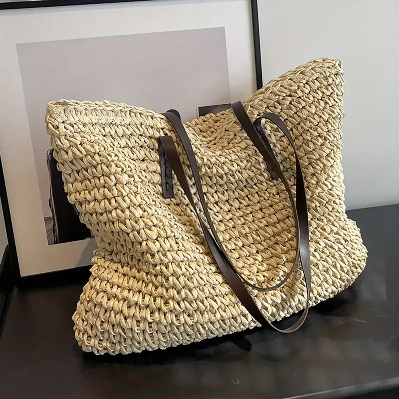 Alessia - Chic Straw Beach Tote Bag