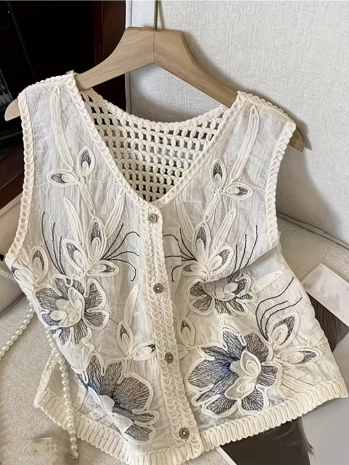 Summer - Women Boho Embroidery Crochet Vest