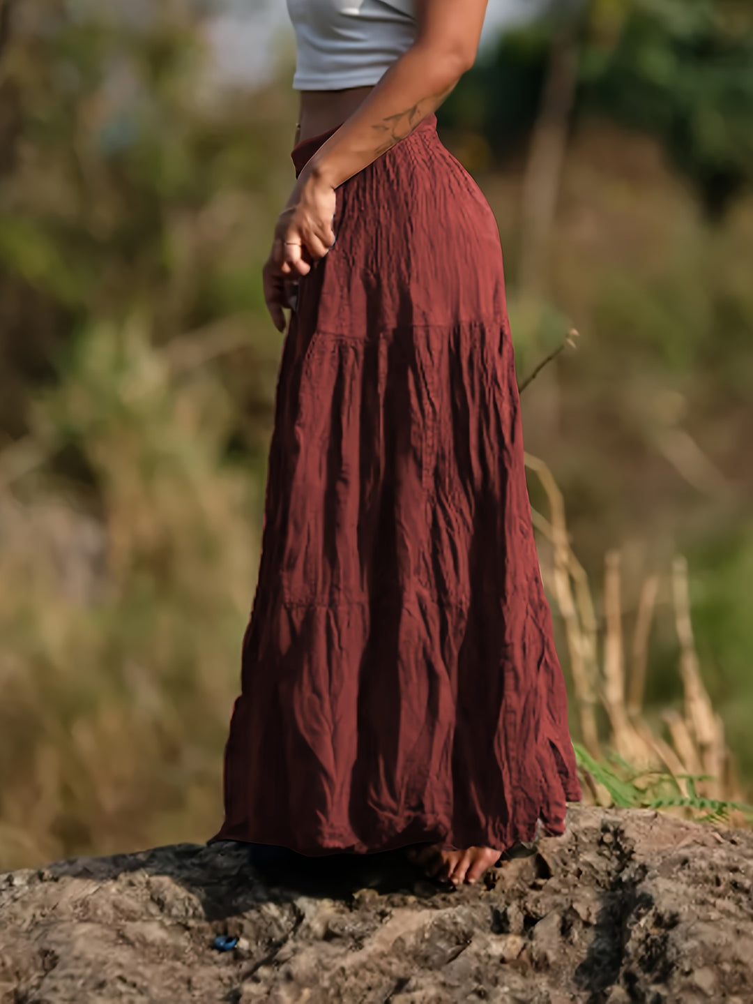 Bonnie - Women's Light Casual Waist-High Pleated Long Skirt