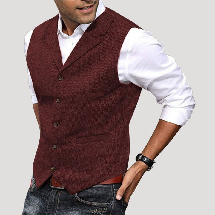 Roger | Men’s V-Neck Button-Down Vest with Vintage Buttons