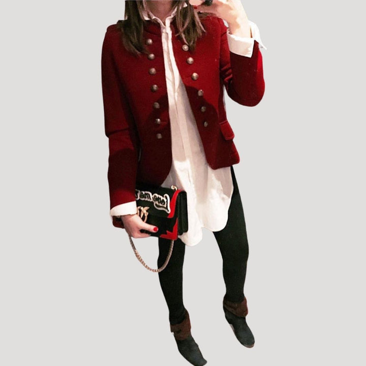 Steffani | Women’s Military-Inspired Cropped Blazer with Stand-Up Collar