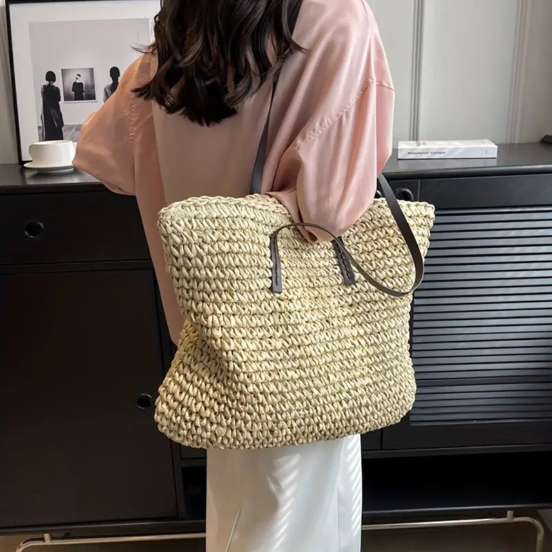 Alessia - Chic Straw Beach Tote Bag