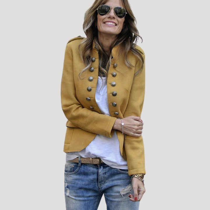 Steffani | Women’s Military-Inspired Cropped Blazer with Stand-Up Collar