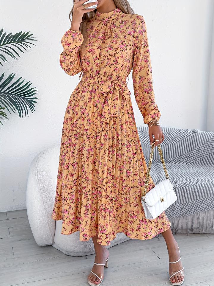 Sky - Floral Pleated Maxi Bridesmaid Dress