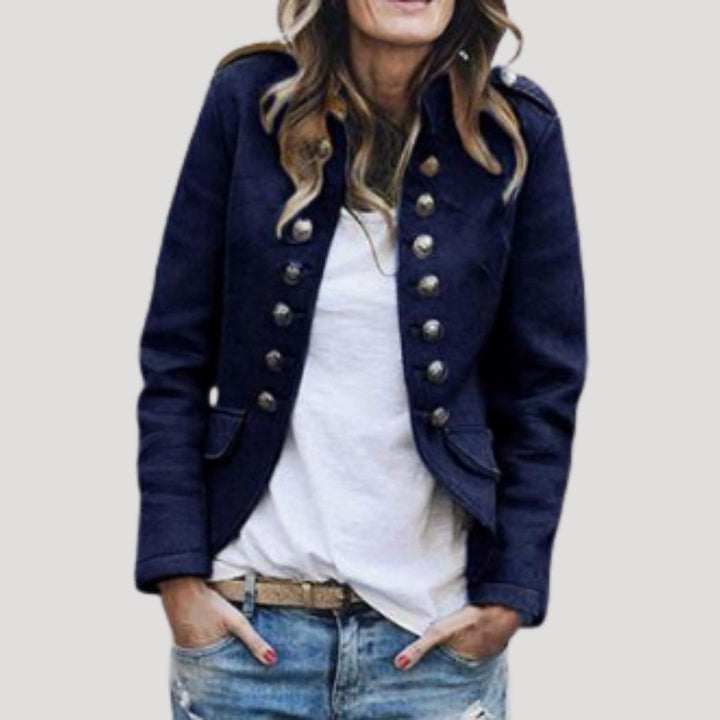 Steffani | Women’s Military-Inspired Cropped Blazer with Stand-Up Collar