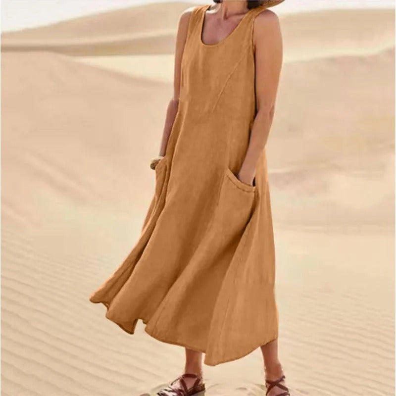 Olivia | Women's Breezy Linen Sleeveless Dress