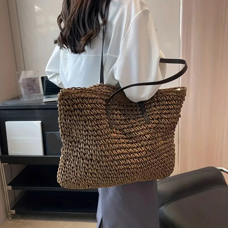 Alessia - Chic Straw Beach Tote Bag