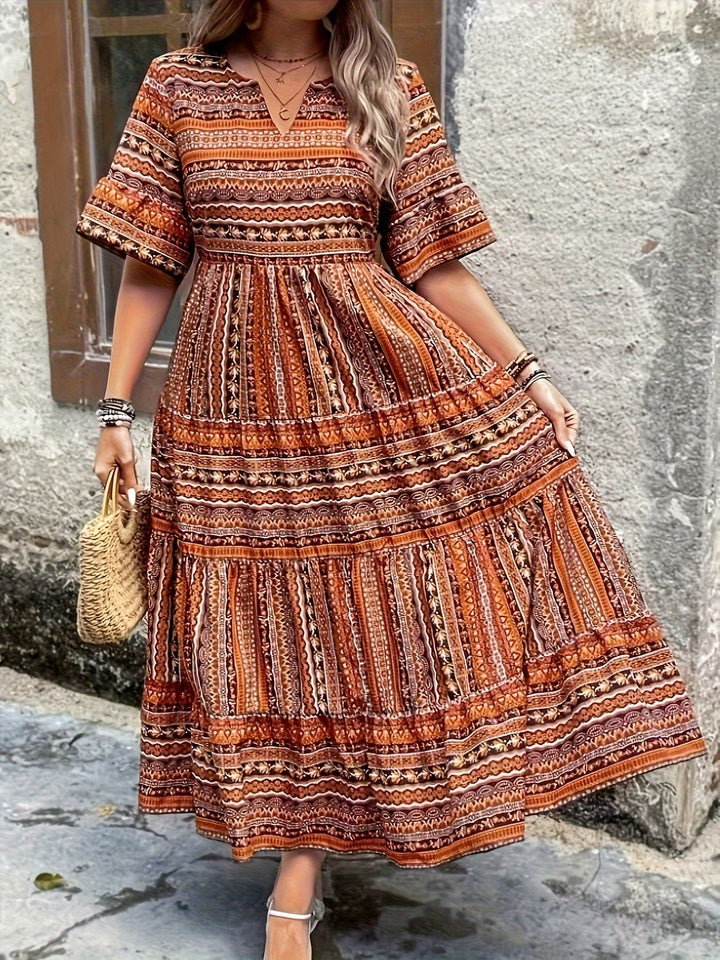 Audrey | Chic Women’s Boho Printed Flowy Midi Dress