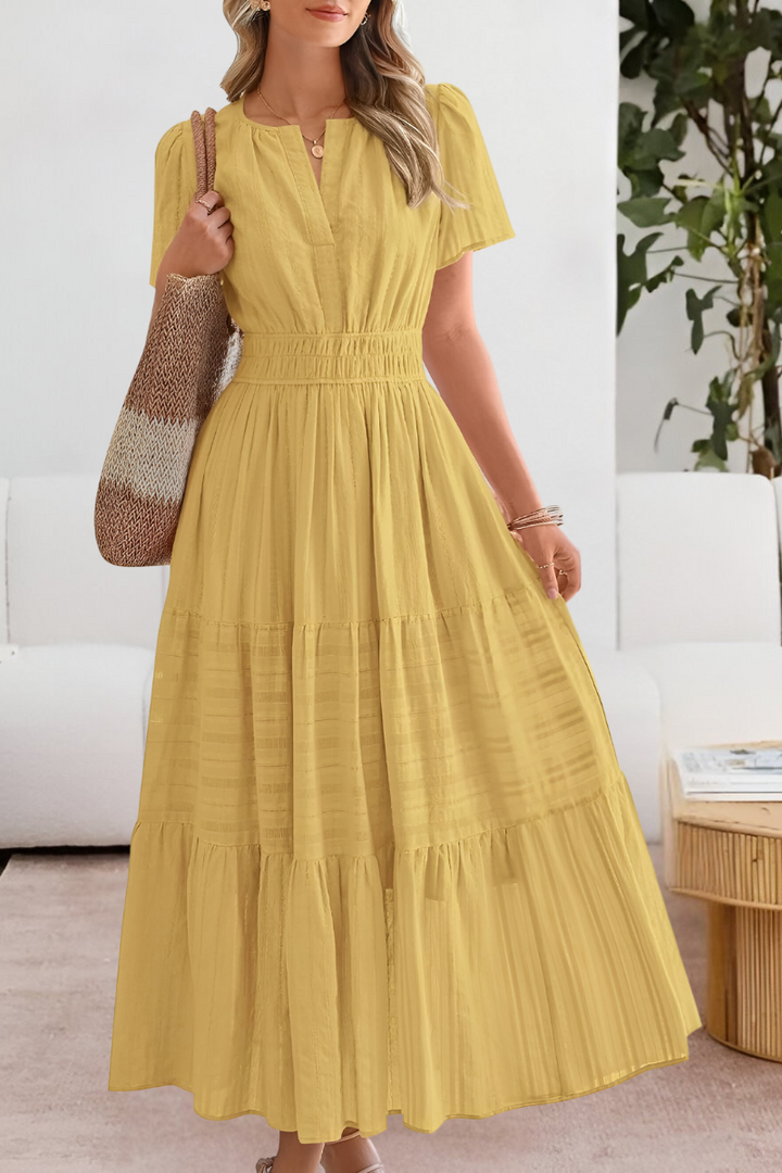 Women’s Summer Cocktail Dress | Short Sleeve Tiered Midi Maxi