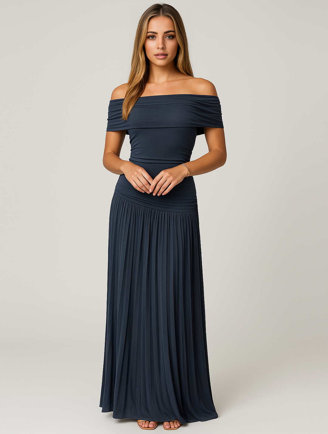Bella | Women's Pleated Wedding Guest Maxi Dress