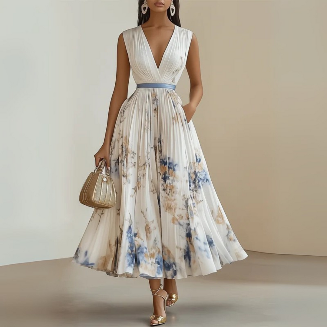 Nora - Summer Pleated Wedding Guest Maxi Dress