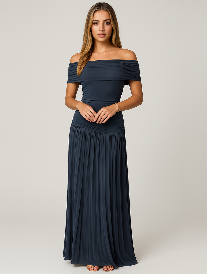Isabel | Women Wedding Guest Pleated Maxi Dress