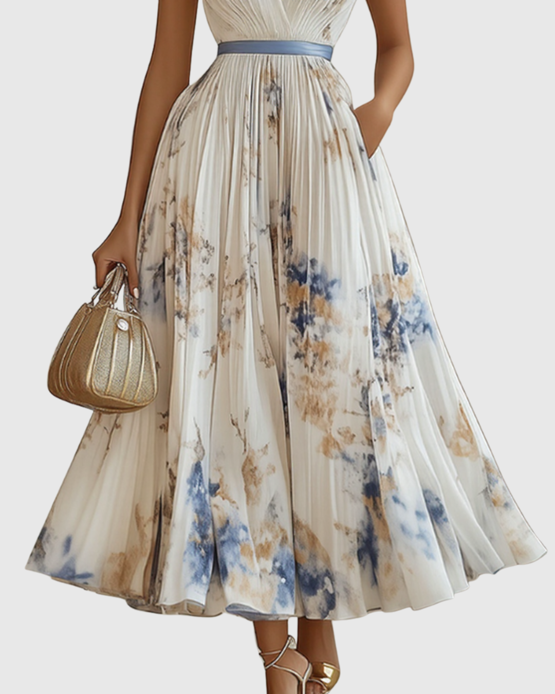 Ella - Women Floral Pleated Maxi Dress