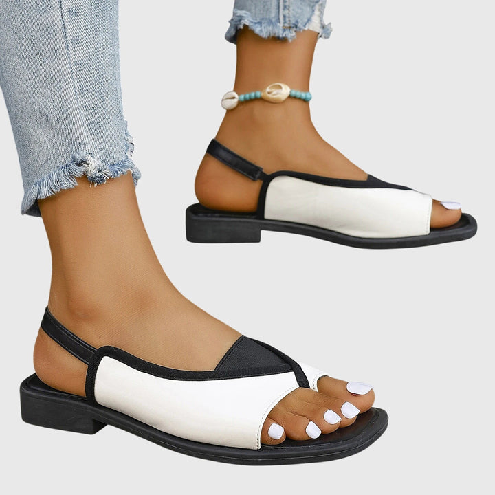 Zarie | Women's Square Toe Colorblock Slip-On Flat Sandals