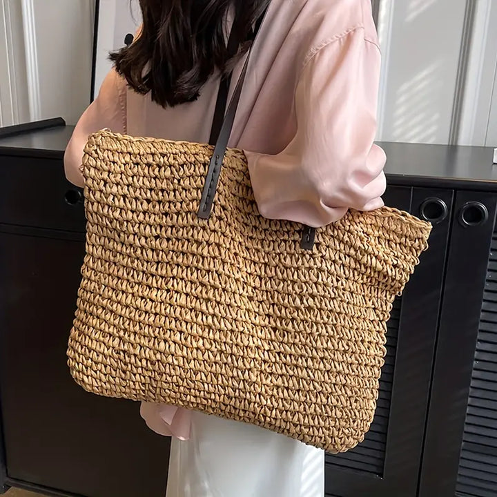 Alessia - Chic Straw Beach Tote Bag