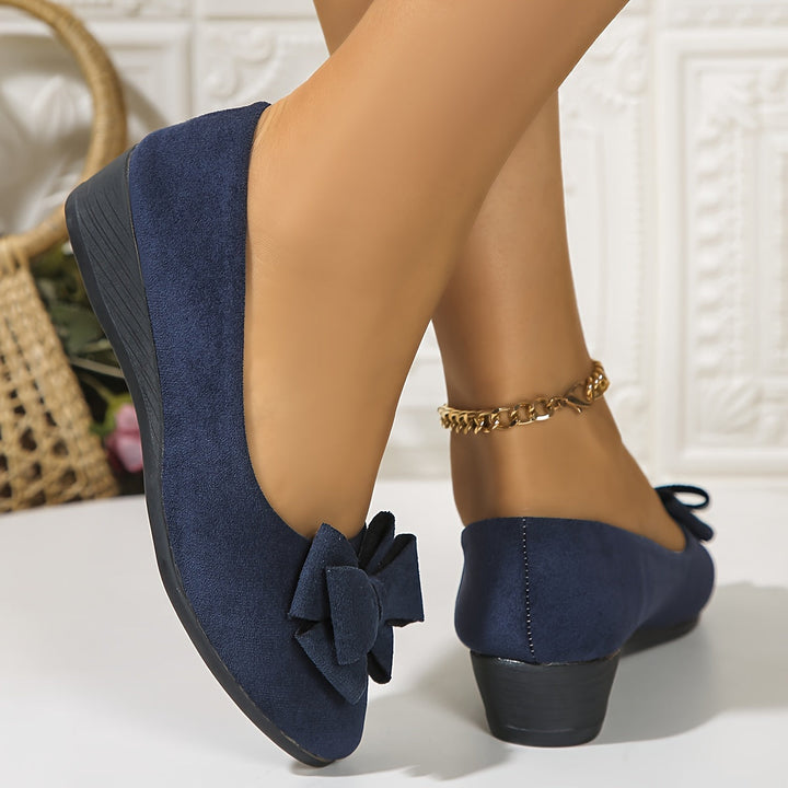 Bella | Women's Bow Detail Round Toe Ballet Flats Slip-On