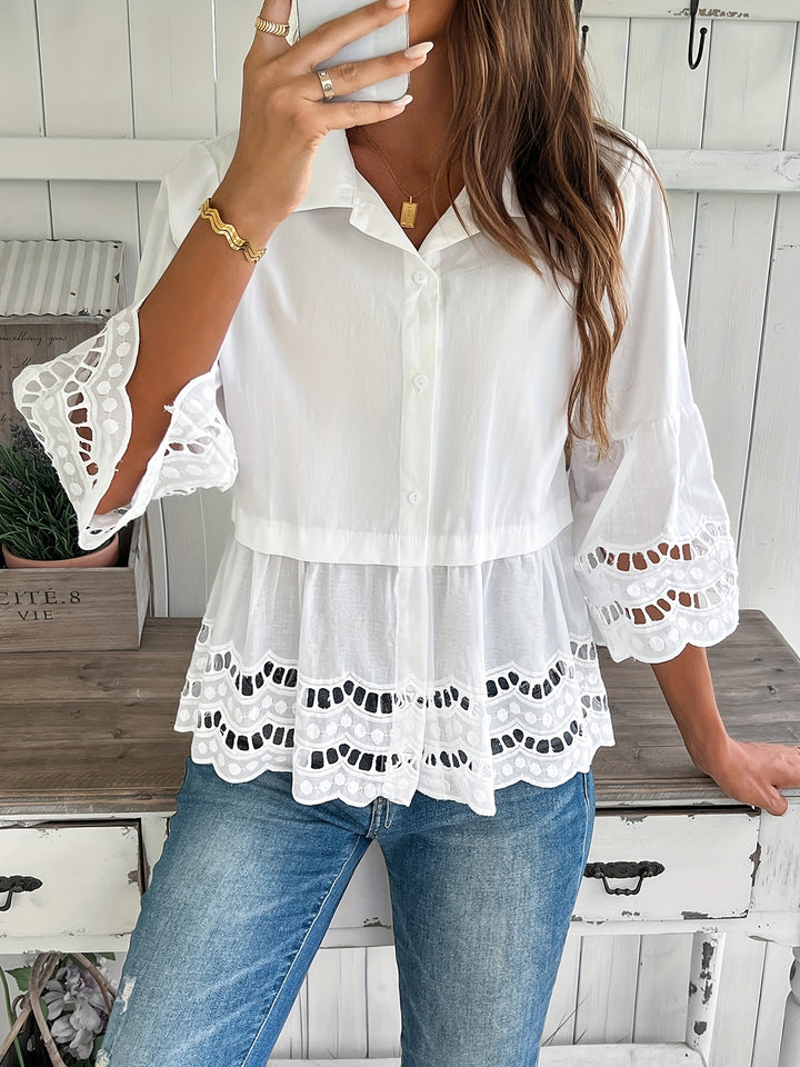 Grace - Casual Hollow-Out Embroidered Blouse
