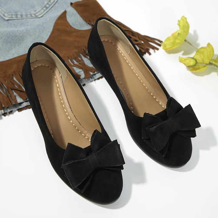 Bella | Women's Bow Detail Round Toe Ballet Flats Slip-On