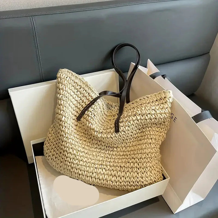 Alessia - Chic Straw Beach Tote Bag