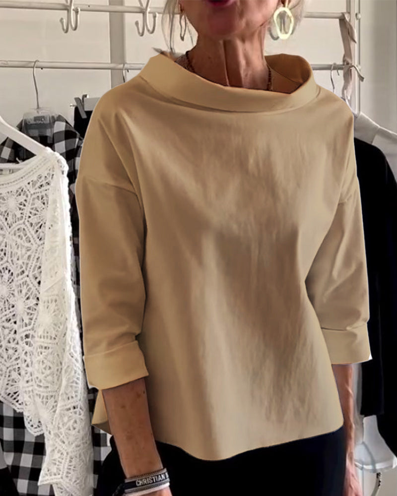 Elaine | Women Casual Wide Lapel Half Turtleneck Top