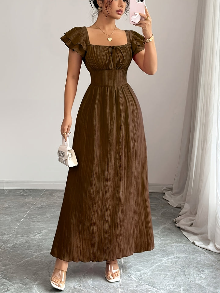 Brownie - Women's Elegant Smock A-Line Maxi Dress